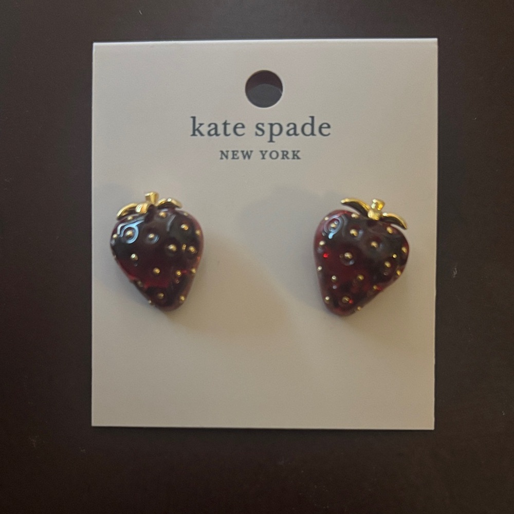 Kate Spade Berry Earrings - Deep Red and Gold NWT
